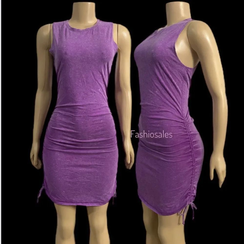 Victorias Secret Pink Ruched Sides Sleeveless Dress Purple Tie Dye